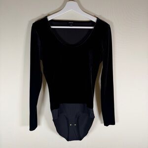 J.Crew Black Velvet Long Sleeve Bodysuit | Size S